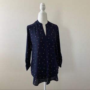 LUSH Navy Blue Patterned Blouse - Tags On